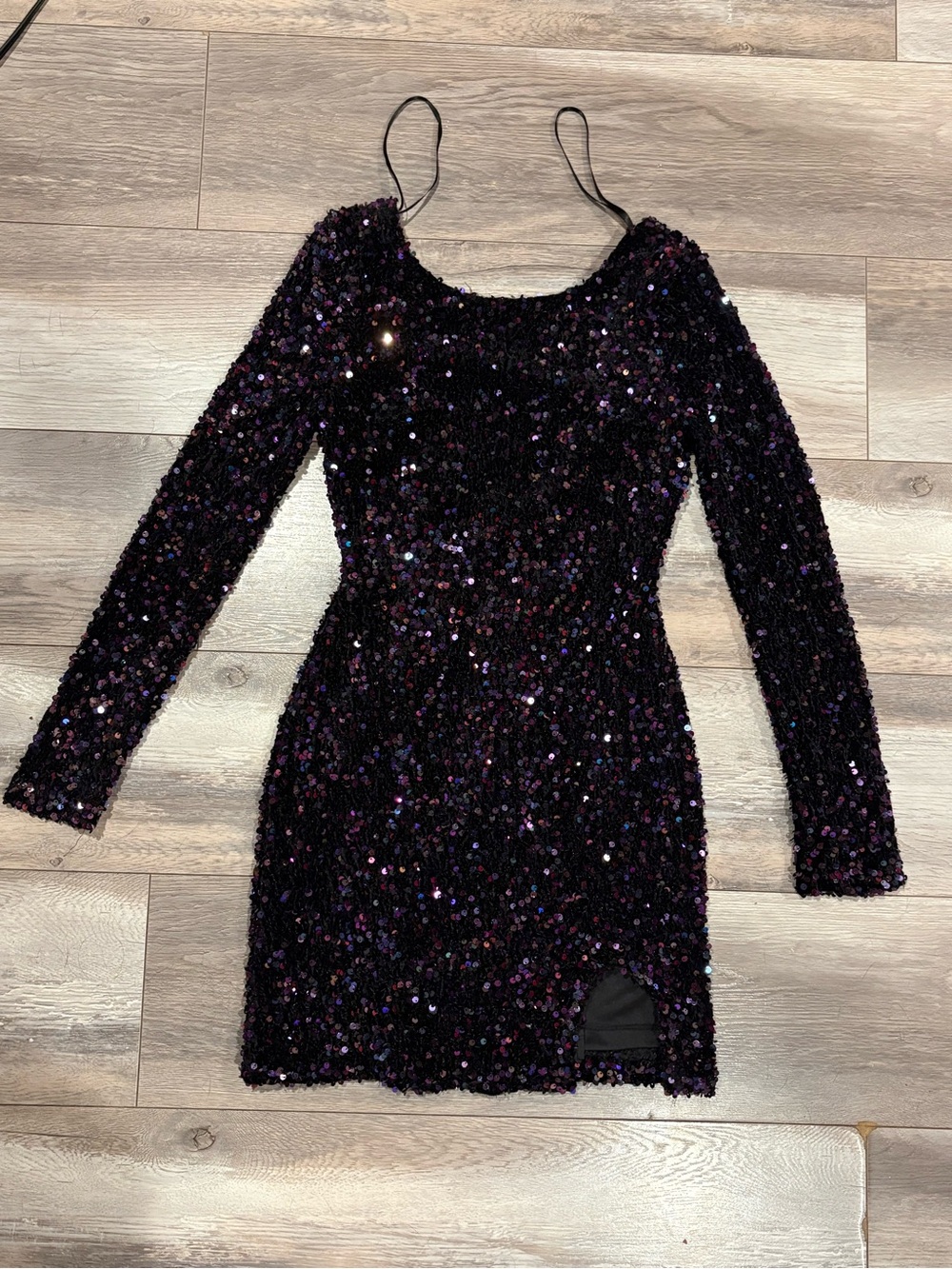 Black Sequin Long-Sleeve Bodycon Dress